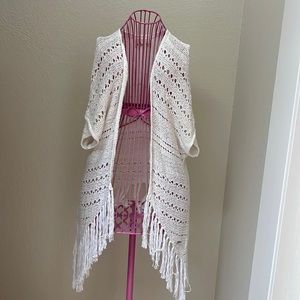 Hollister fringe, short sleeved mid length cardigan.